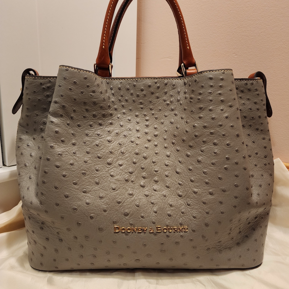 Dooney & Bourke Large Barlow - Gray Ostrich Embossed
